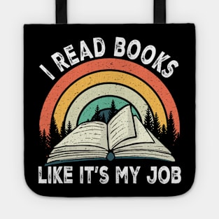 I Read Books Like It's My Job Book Lover Vintage Reading Tote