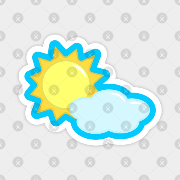 Cute Sun and Cloud Weather Icon in Blue Magnet by Kelly Gigi