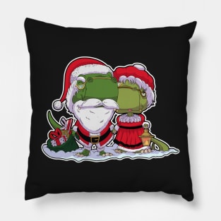 Dino Santa Claus and Mrs Claus Pillow