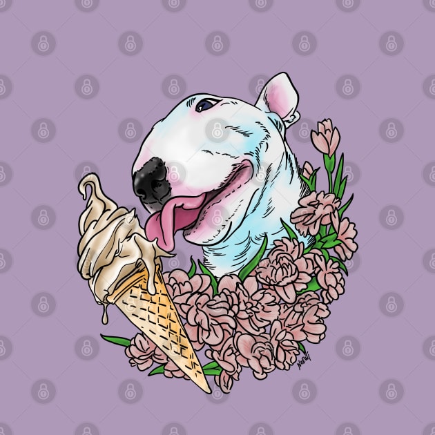 Bull Terrier Loving Ice Cream by Noewi