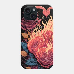 Burning Heart and Roses Phone Case