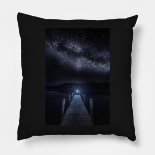 Milky Way over a Lake Jetty Pillow