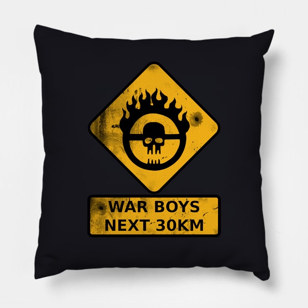 War Boys Road Sign - Bullet Edition Pillow by prometheus31