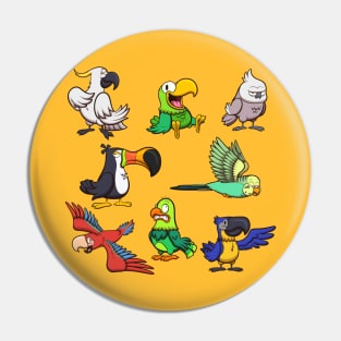 Cartoon Tropical Birds Pin