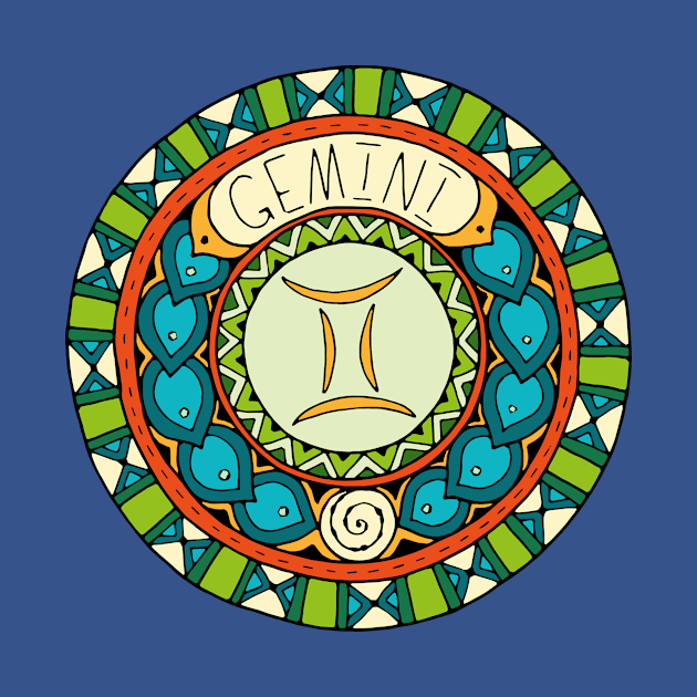 Gemini Zodiac Sign Colorful Birth Horoscope Circle by peter2art