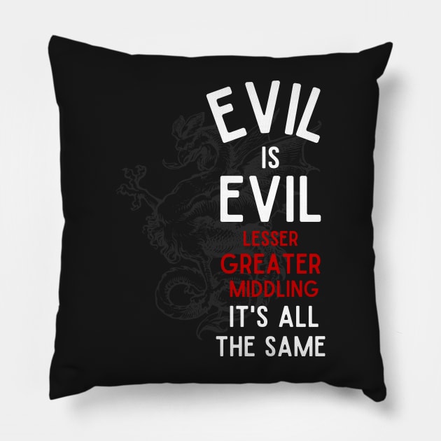 Evil is Evil - Lesser, Greater, Middling, It's All the Same - Cockatrice - Black - Fantasy Pillow by Fenay-Designs