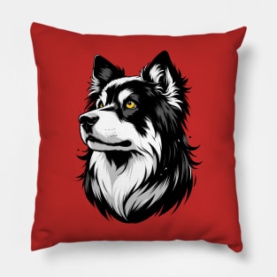 Stunning and Cool Bohemian Shepherd Monochrome and Gold Portrait for Father's Day Pillow