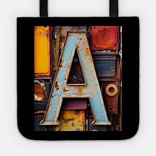 Rusty Letter A Antique Monogram Letter A Initial Alphabet Tote