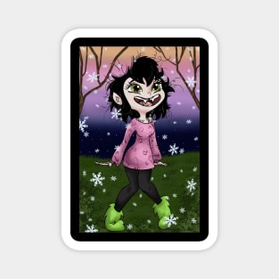 Adorable Little Gothic Vampire Crafter Witch Magnet