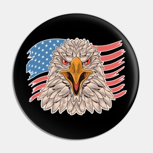 USA Flag with Bald Eagle 4th Of July Patriotic Eagle Retro Independence Day Pin