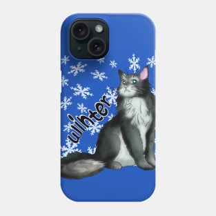 Black and white cat for Winter Phone Case