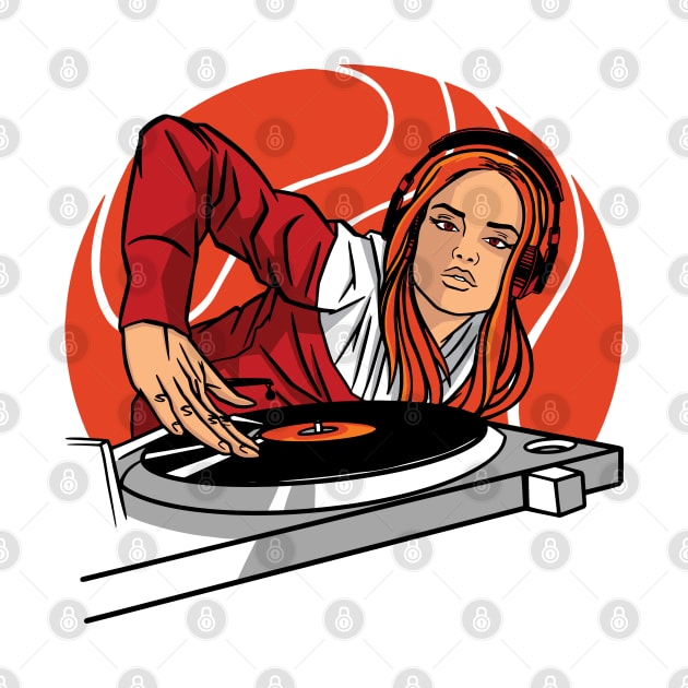 Female DJ Old School Disc Jockey by Printroof