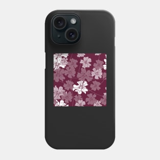 Flowers and tendrils - white - dark red Phone Case