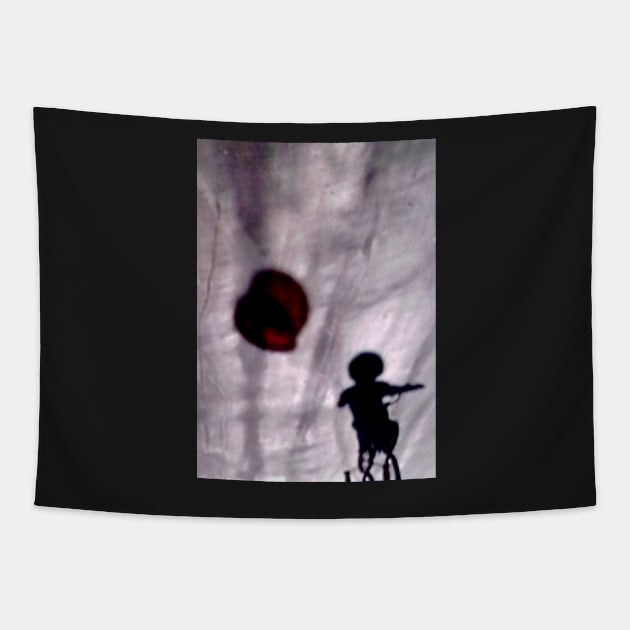 Biker With Red Balloons Shadows Tapestry by 1Redbublppasswo