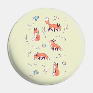 Fox and Bird Pattern Pin