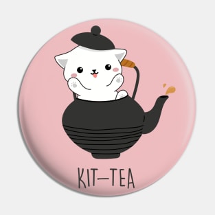 Kit-Tea Funny Cat Lover Gift Cute White Cat, Tea Pin