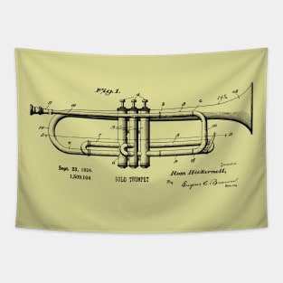 Trumpet Player Gift - 1924 Vintage Trumpet Patent Print Tapestry