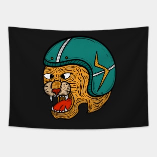 Tiger and Helmet Motorcycle Tapestry