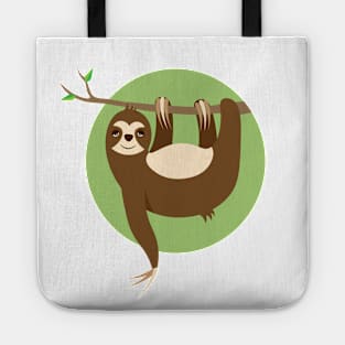 Cute sloth on green background Tote