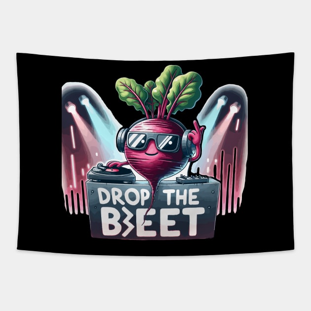 Drop the Beat DJ Beet (Back Print) Tapestry by DoodleDashDesigns