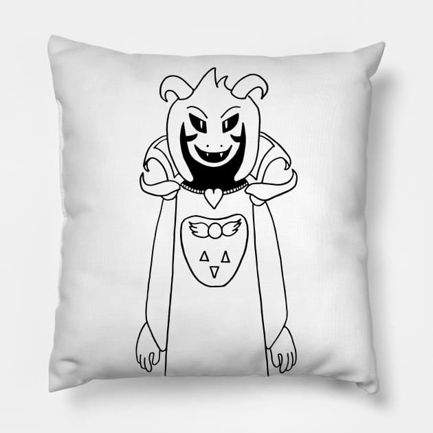 Asriel Undertale Simple Black and White Design Pillow by Irla