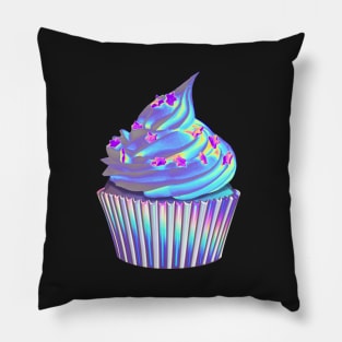 Purple Holographic Cupcake with Star Sprinkles Pillow