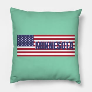 Minnesota State in American Flag Pillow