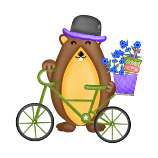 Cute groundhog with bicycle. T-Shirt