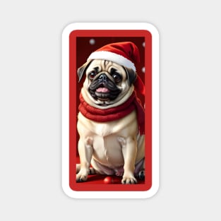 Cute Christmas pug puppy Magnet