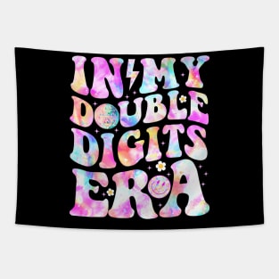 In My Double Digits Era 10th Birthday Version Tie Dye Groovy Tapestry