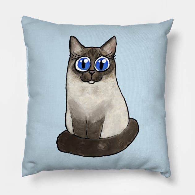 Cute holy burma cat Pillow by SuRReal3D