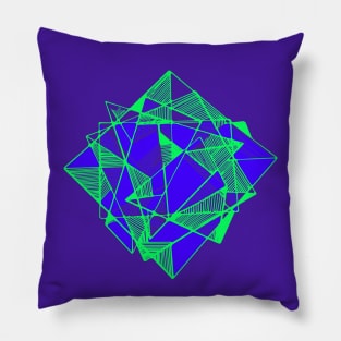 Geometric cyberpunk neon green blue Pillow