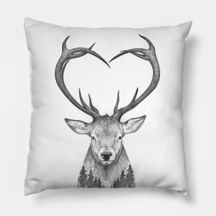 Deer with heart Pillow