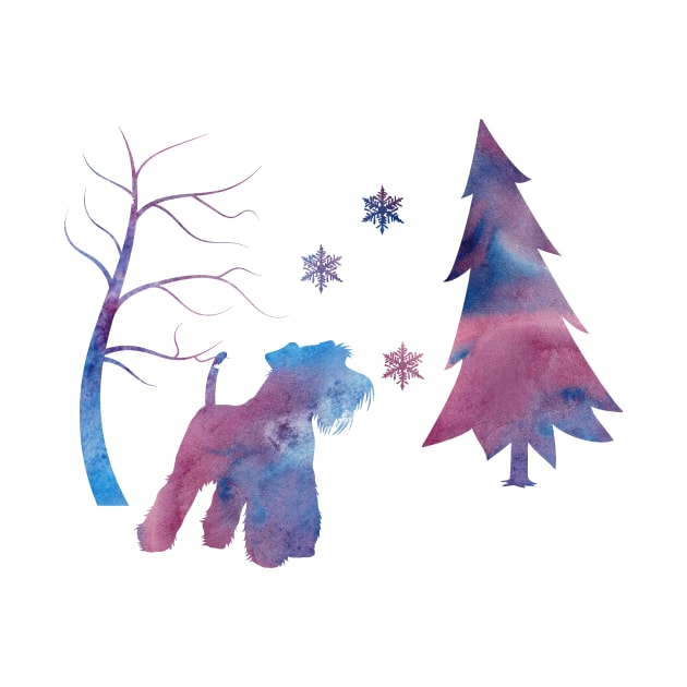 Schnauzer Dog Winter Art With Snowflakes by BittenByErmines