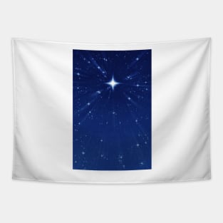 Zooming in Wishing Star or Christmas Star - Vertical Deep Blue Tapestry