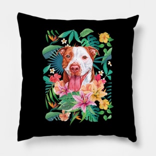 Tropical Red Pit Bull Pitbull 4 Pillow