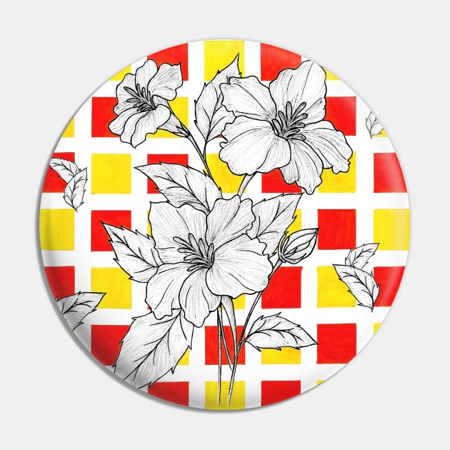 Hand Drawn Floral Pin by SemDesigns