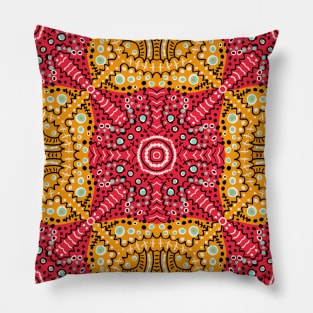 Red and orange abstract seamless kaleidoscope pattern Pillow