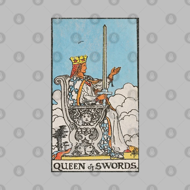 The Queen of swords tarot card (distressed) by Nate's World of Tees