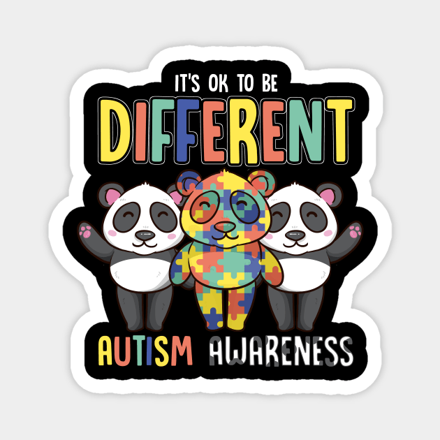 It's OK To Be Different Autism Awareness Panda Magnet by theperfectpresents