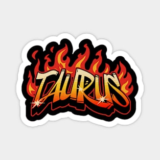 Taurus Zodiac Retro Flames Birthday Magnet