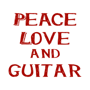 Peace love and guitar red T-Shirt