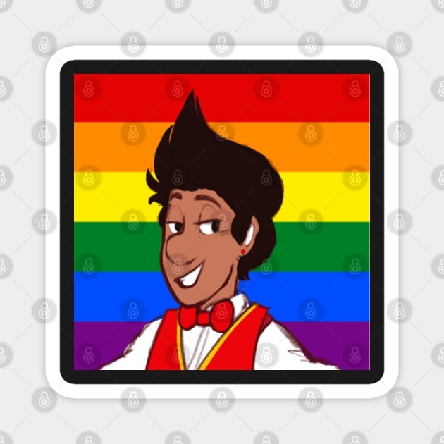 Humanized James the Red Engine: Gay Pride Magnet by sleepyhenry