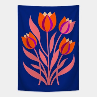 Red Tulips Floral Matisse Boho Design Tapestry