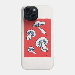 I draw some spicy funky white shrooms on red background Phone Case