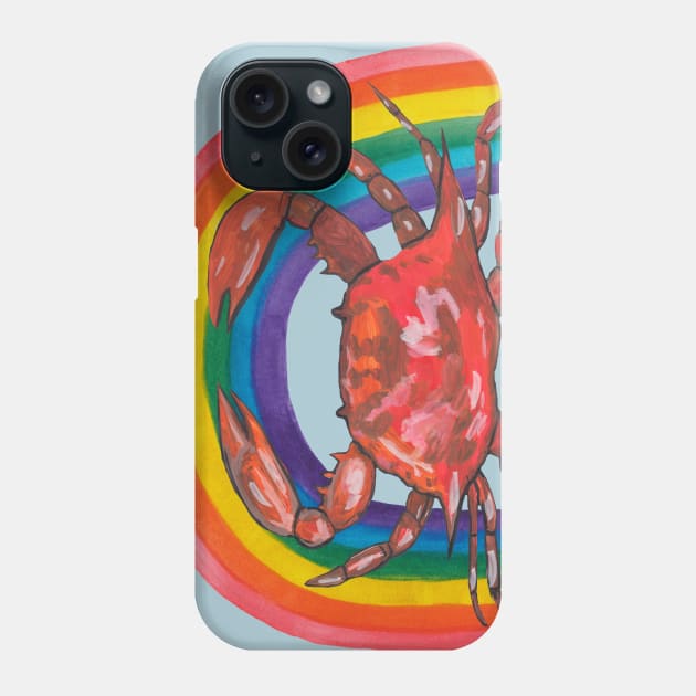 Red crab with rainbow Phone Case by deadblackpony