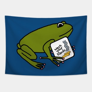 Cute Frog Says Wash Your Hands Tapestry