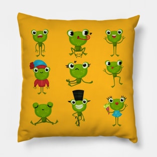 green frogs collection Pillow