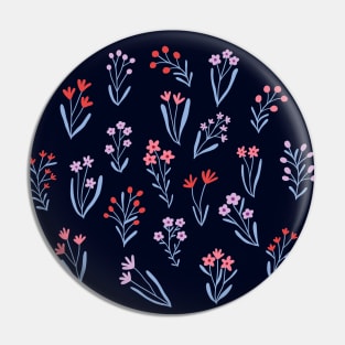 Tiny flowers - Dark blue Pin