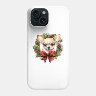 Christmas Chihuahua Dog Wreath Phone Case